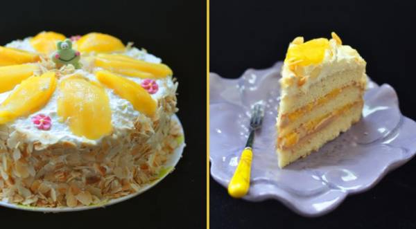 Манговый торт с нежным кремом, пошаговый рецепт с фото
