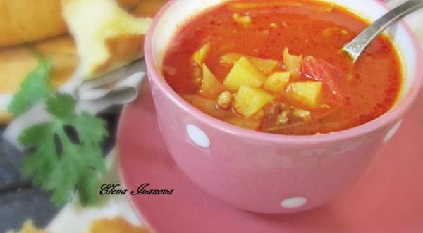Густой томатный суп с фаршем, пошаговый рецепт с фото