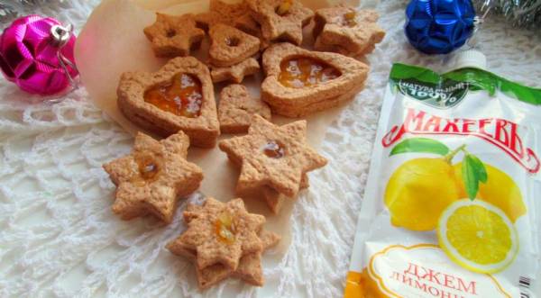 Новогоднее песочное печенье с лимонным джемом, пошаговый рецепт с фото