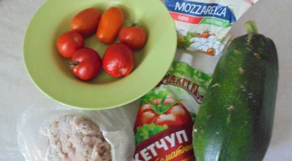 Кабачковая запеканка с моцареллой и томатным кетчупом, пошаговый рецепт с фото