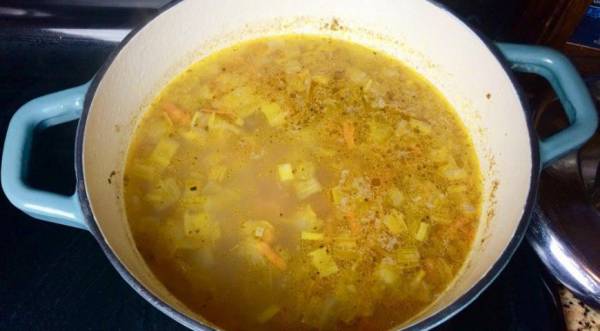 Овощной перловый суп-пюре с луком-пореем и шампиньонами, пошаговый рецепт с фото