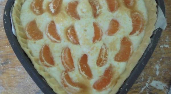 Творожное пирог с мандаринами, пошаговый рецепт с фото