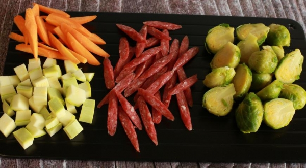 Клафути с овощами и пражскими колбасками